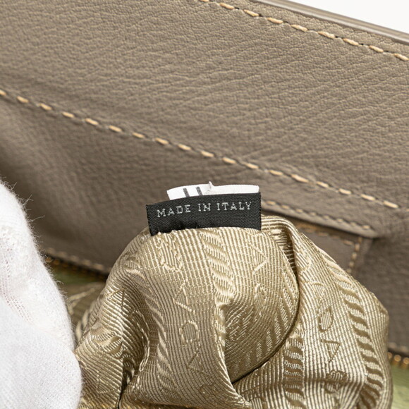 PRADA Gray Leather Shoulder Bag